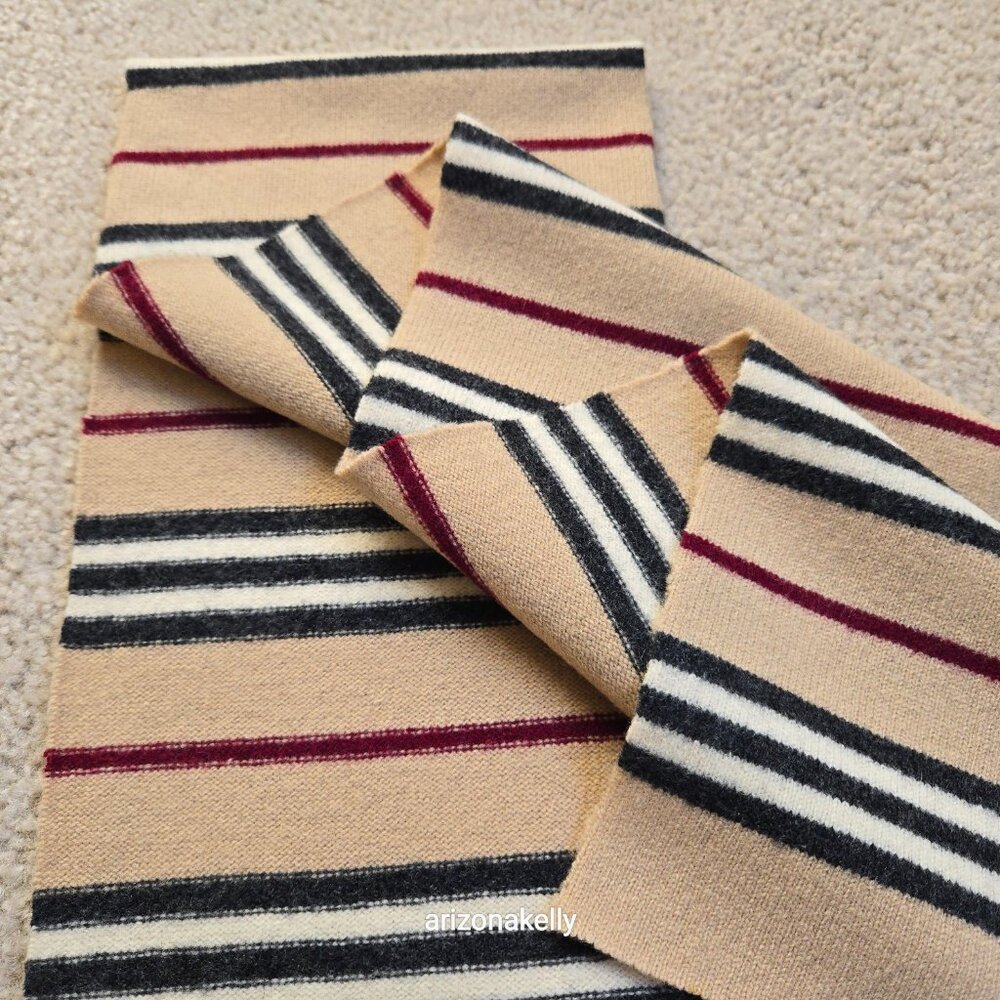 Burberry Rare Vintage KNIT Lambswool Scarf PERFECT - Picture 5 of 11